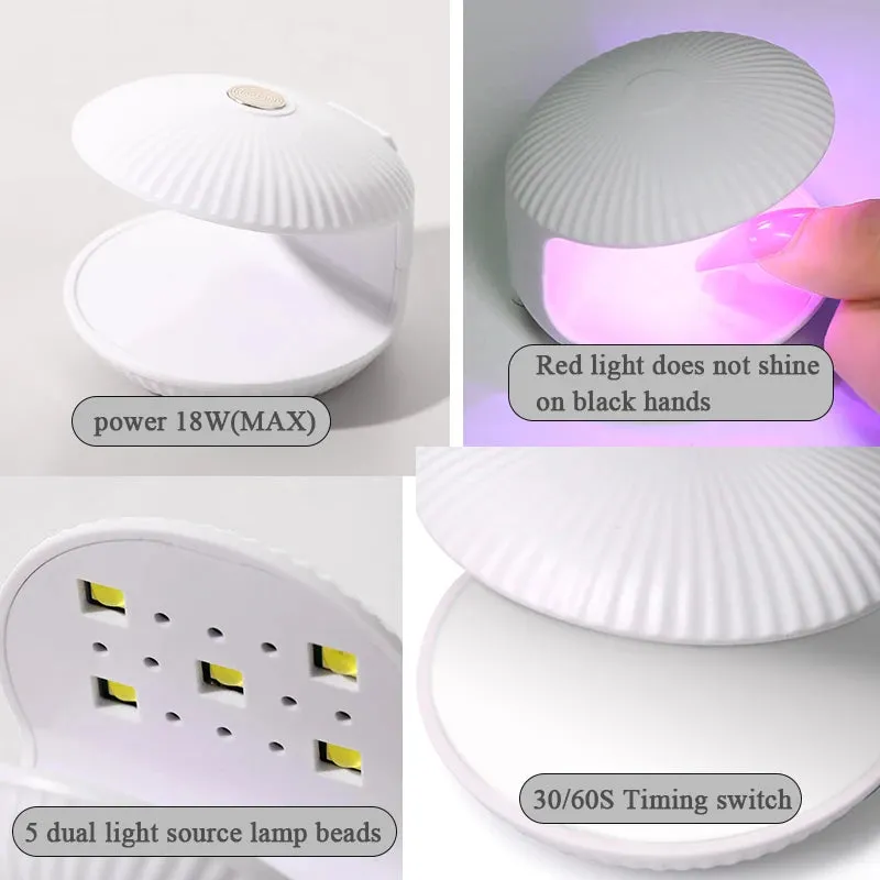 18W Shell Nail Dryer Lamp Mini Single Finger Egg Phototherapy Machine UV Gel Polish Quick Drying Manicure Tools With USB