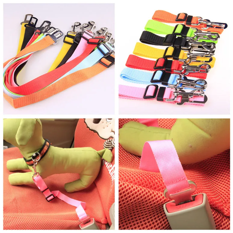 Adjustable Vehicle Pet Leash - Secure Car Seatbelt Harness Attachment for Dogs - Durable Nylon Safety Traction Belt