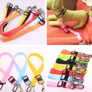 Adjustable Vehicle Pet Leash - Secure Car Seatbelt Harness Attachment for Dogs - Durable Nylon Safety Traction Belt