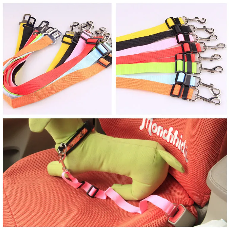 Adjustable Vehicle Pet Leash - Secure Car Seatbelt Harness Attachment for Dogs - Durable Nylon Safety Traction Belt