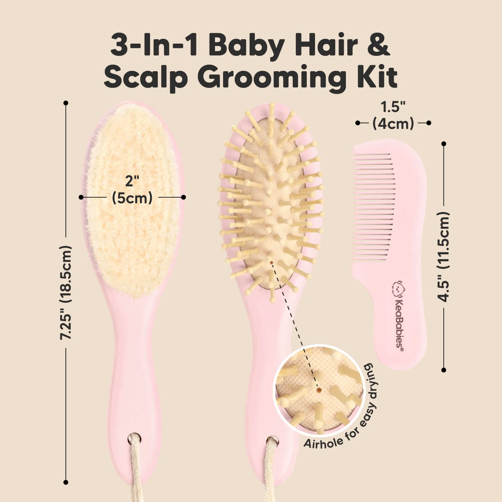 Baby Hair Brush and Comb Set (Blush)