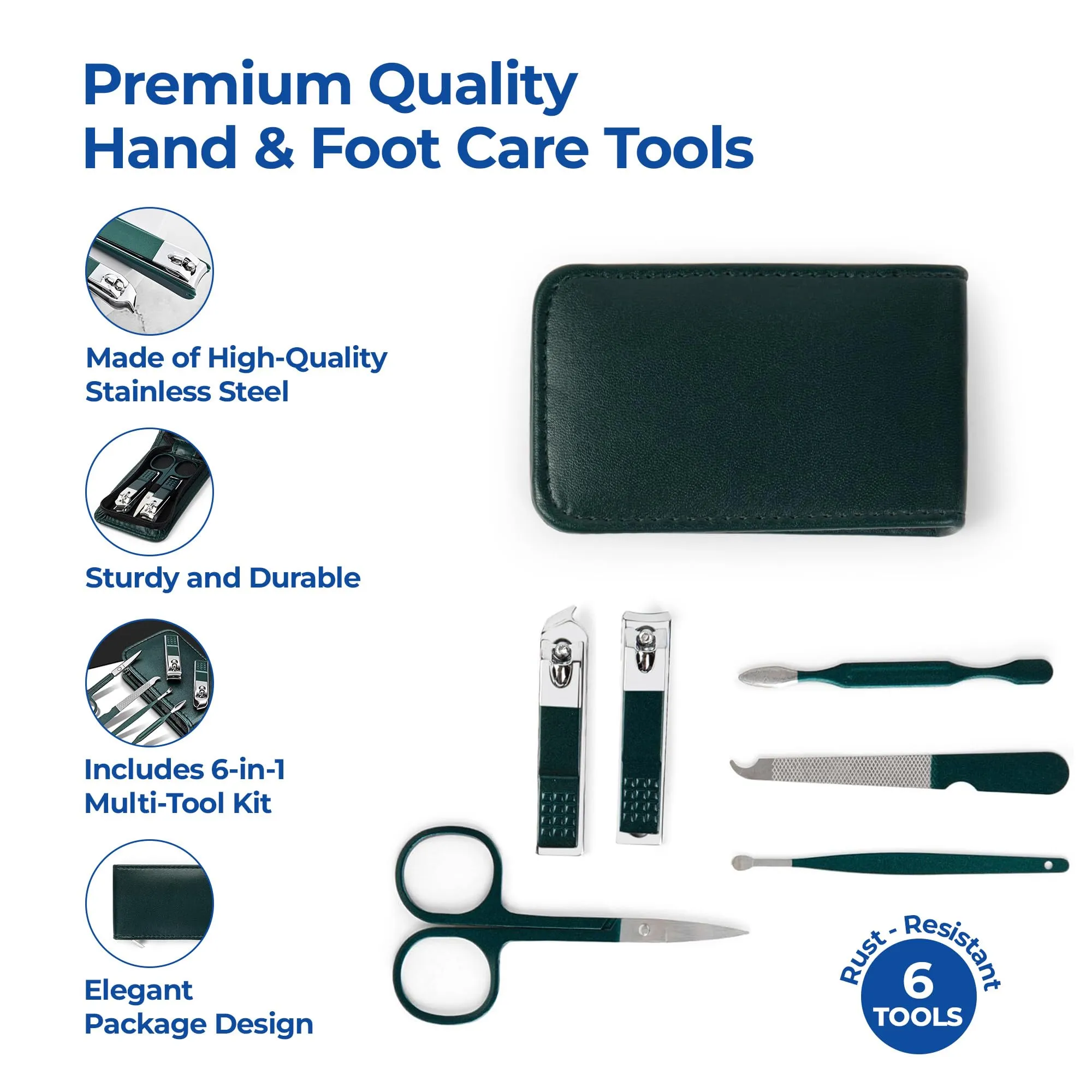 Dr Foot Pedicure Kit for Women for Foot | Manicure Pedicure Kit Products | Manicure Kit for Women | Pedicure Tools for Feet | Nail Cutter Kit | Pedicure Set | Mani Pedi Kit | 6 in 1 | Pack of 5