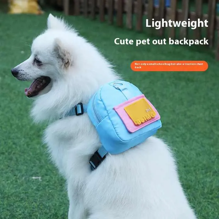Pet Self Backpack Cartoon Dog Small -حقيبة ظهر جديدة