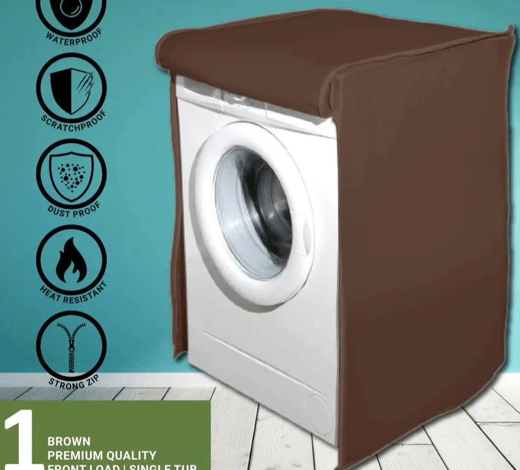Waterproof Front Loaded Washing Machine Cover - Brown