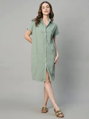 Women's Corduroy Mint 100% Cotton Boxy Fit Dress