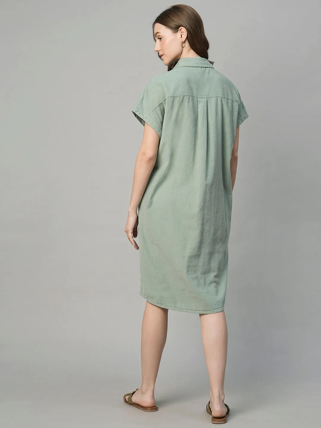 Women's Corduroy Mint 100% Cotton Boxy Fit Dress