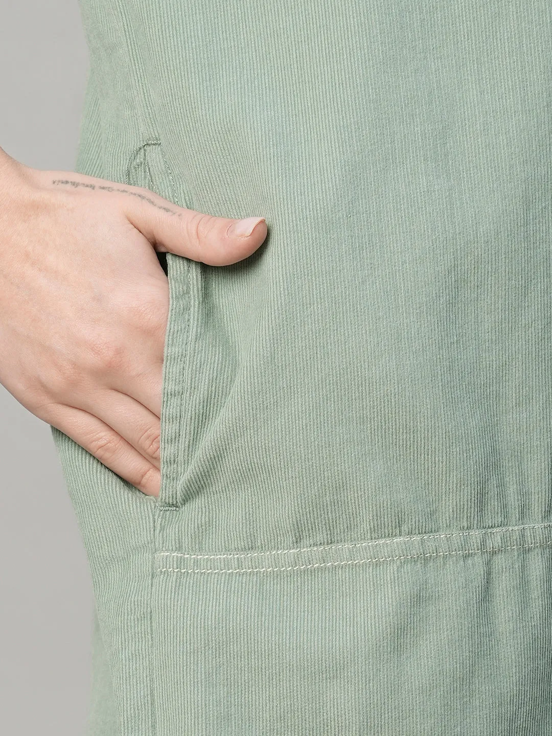 Women's Corduroy Mint 100% Cotton Boxy Fit Dress